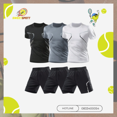 Bộ đồ thể thao nam SWEETSPOTT AirCool – Áo thun + quần short thoáng khí, co giãn 4 chiều